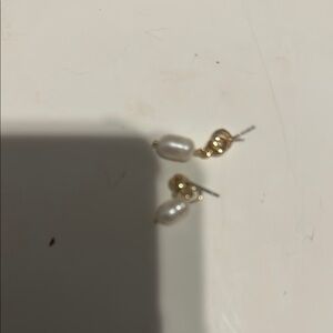 Gold and Pearl Drop Earrings